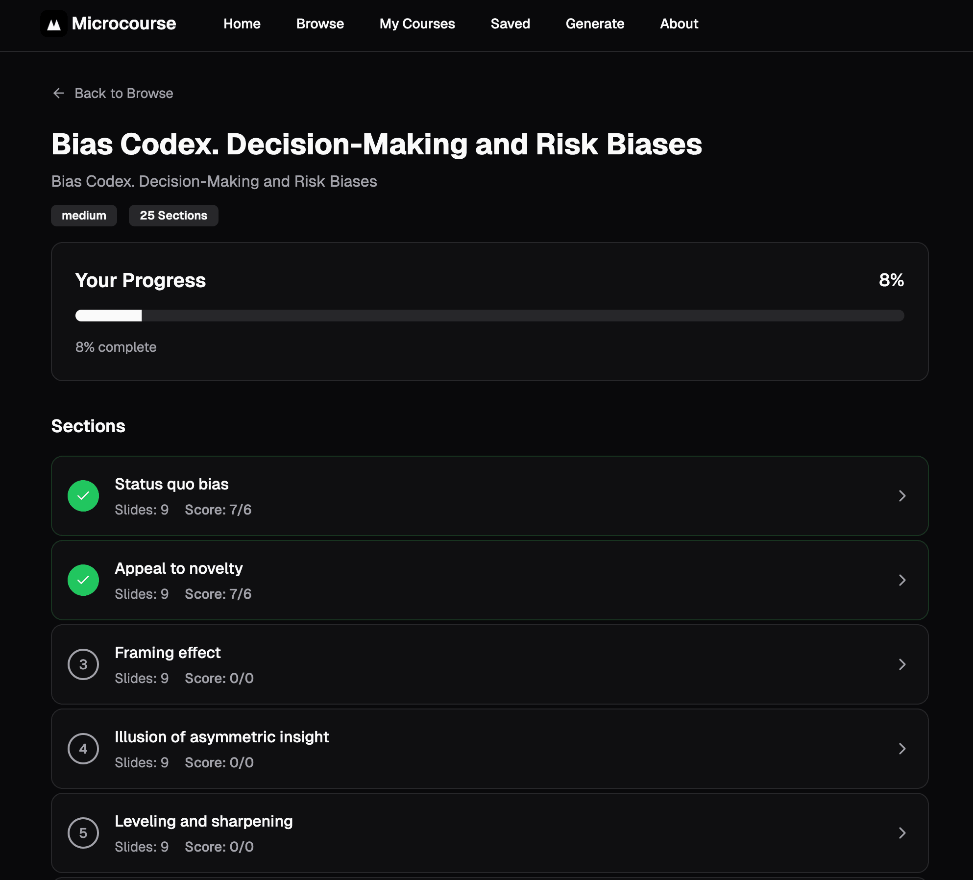 Microcourse Progress - Track your learning progress and achievements